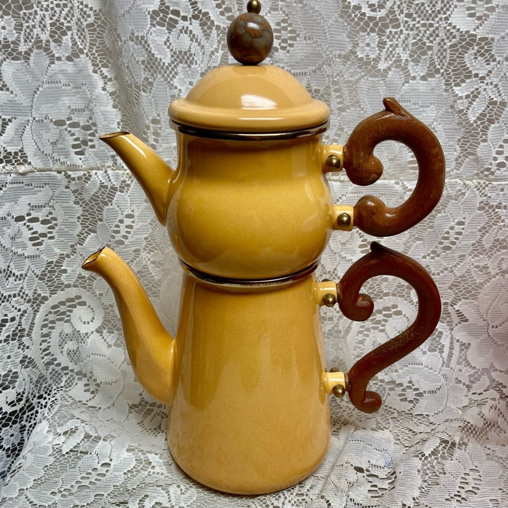 1995 Camp MacKenzie Childs Ltd., Yellow Enamelware, 3pcTea or Camp Set