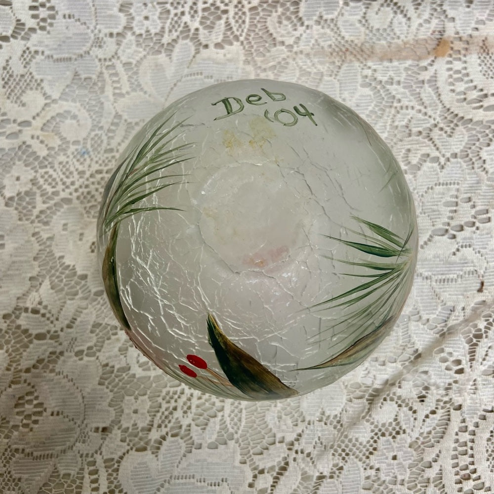 Vintage, Blown, Crackle Rose Potpourri Bowl or Christmas Candle Stand
