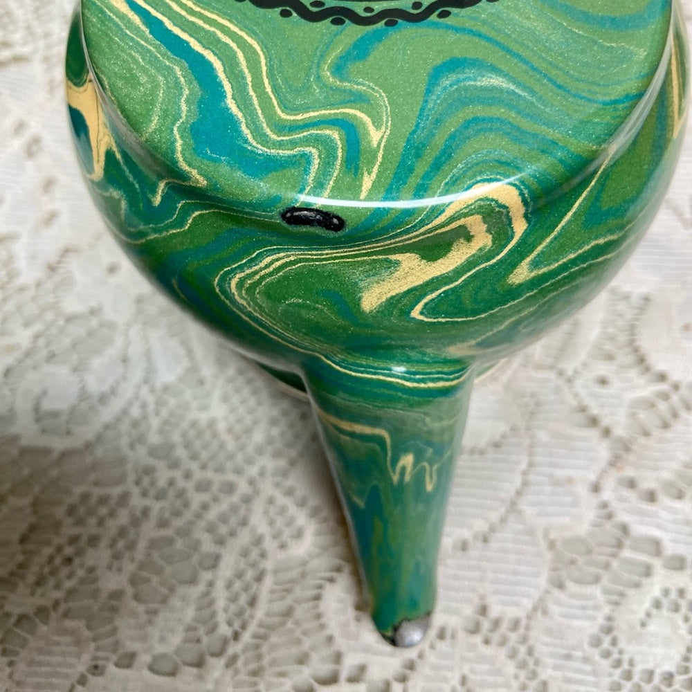 1995 Camp MacKenzie Childs Ltd., Green Marble Enamelware, 4pcTea or Camp Set