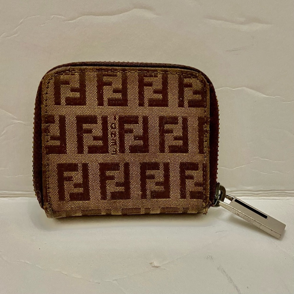 Rare, Fendi Brown Zucca Mono Coin Purse-Key Case