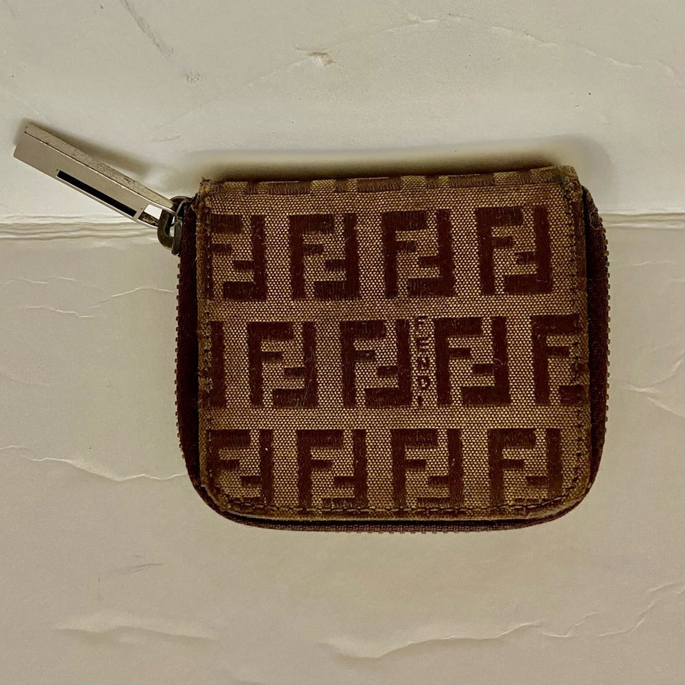 Rare, Fendi Brown Zucca Mono Coin Purse-Key Case