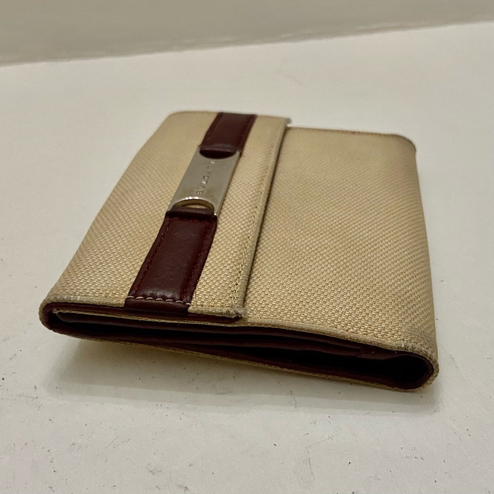 Bulgari Beige Canvas Compact Bi-fold Wallet
