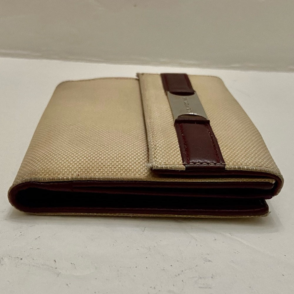 Bulgari Beige Canvas Compact Bi-fold Wallet