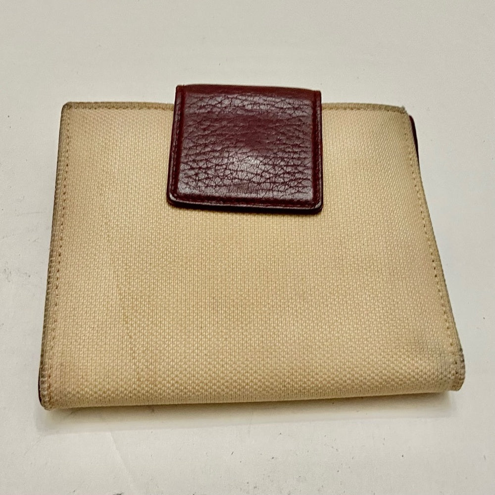 Bulgari Beige Canvas Compact Bi-fold Wallet
