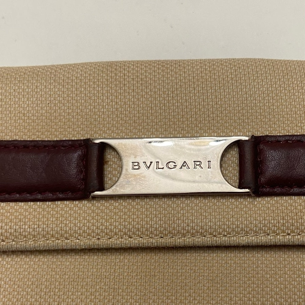 Bulgari Beige Canvas Compact Bi-fold Wallet