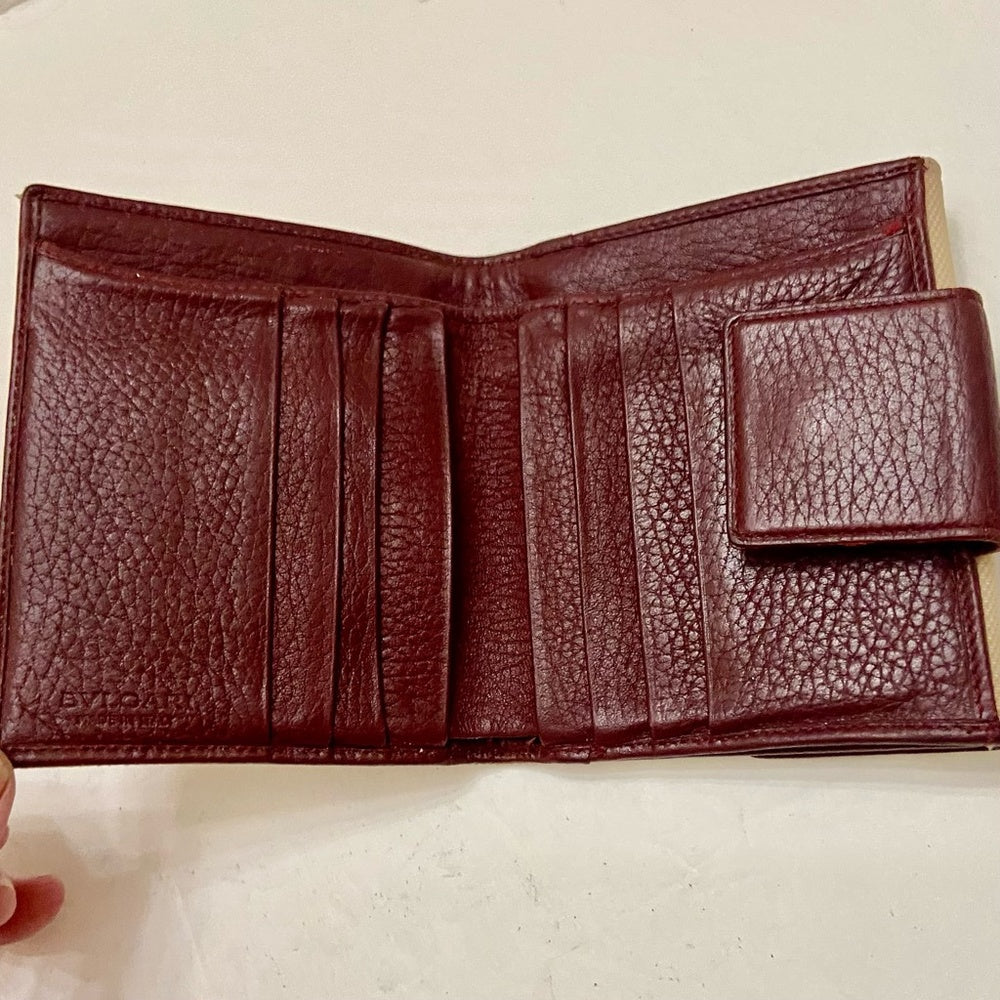 Bulgari Beige Canvas Compact Bi-fold Wallet