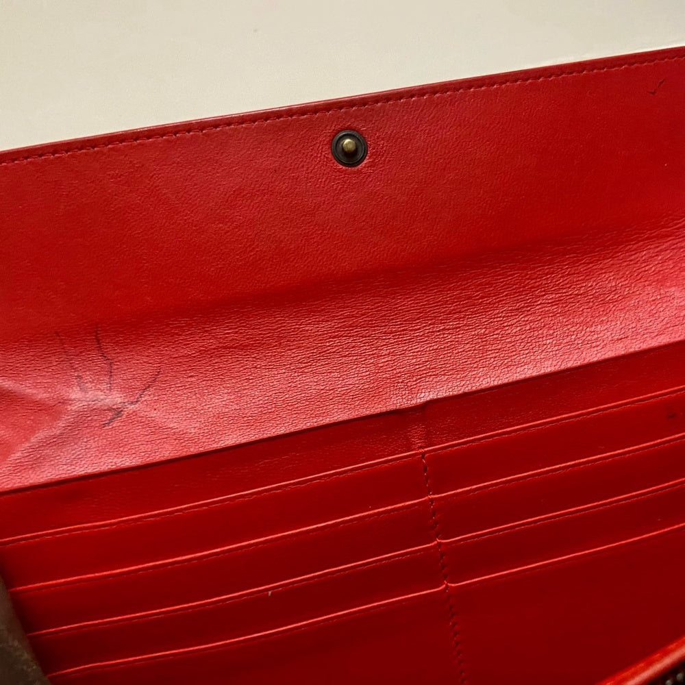 Authentic Bottega Veneta Red Leather Bi-fold Long Wallet