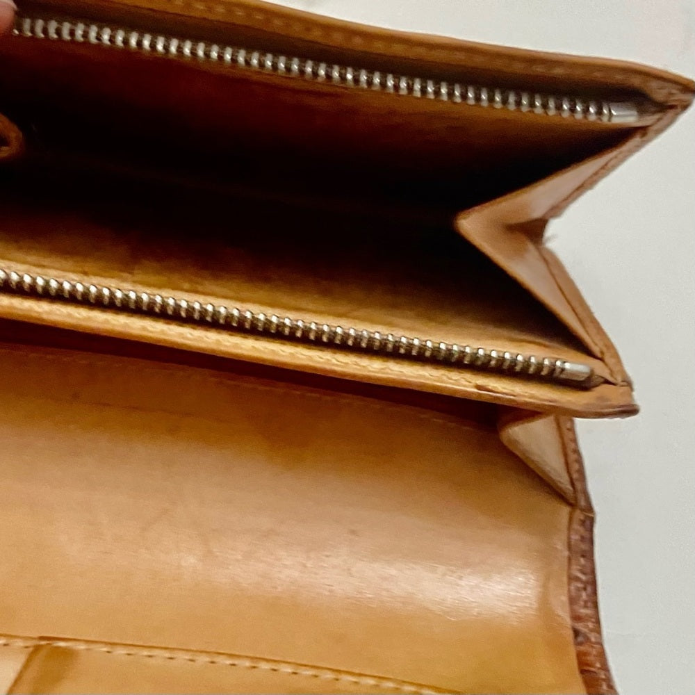 Coach Brown Mono-Tan Leather Trim-Bifold Compact Wallet with Dust Bag 6in x 4in