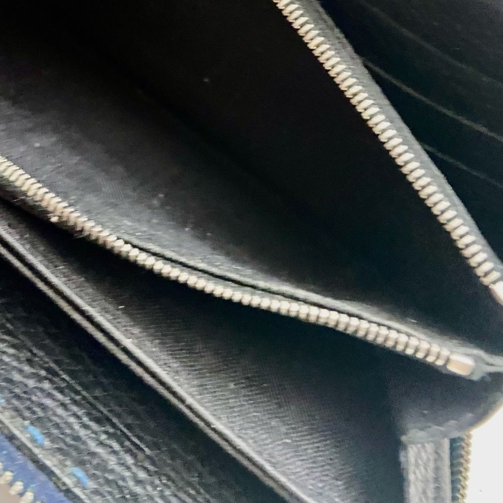 Fendi Navy Blue Leather Zippy Long Wallet
