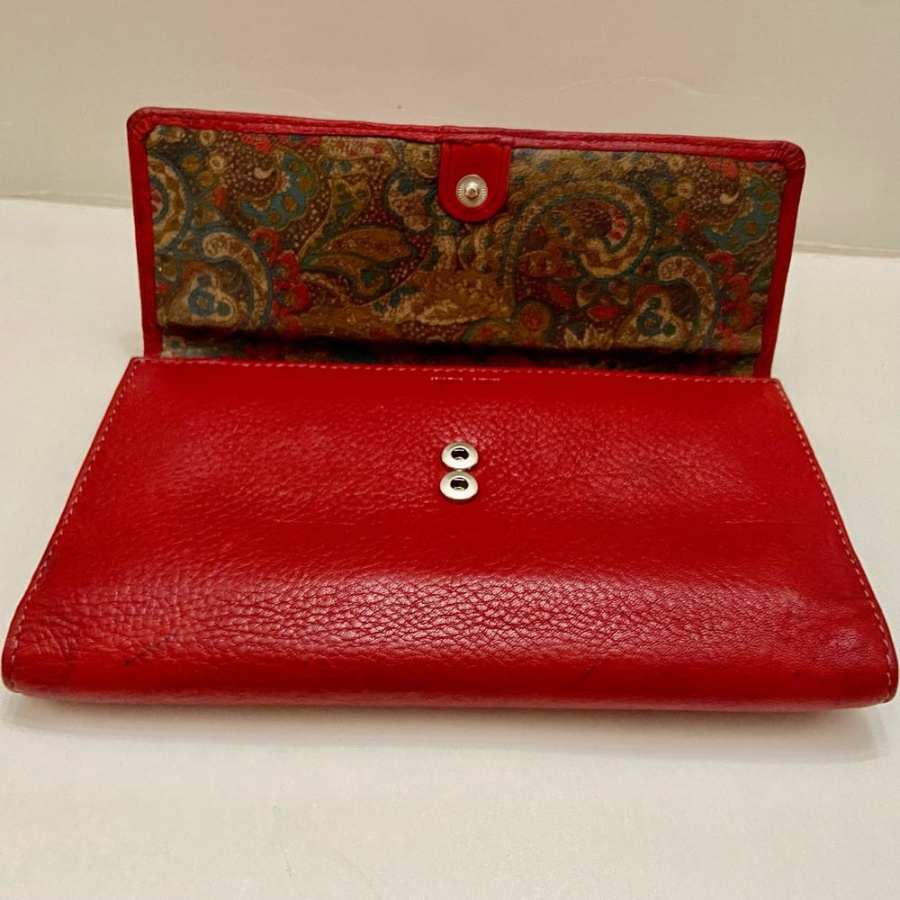 Vintage Sonoma Red Leather Long Wallet with Checkbook Sleeves 7.5in x 4.5in