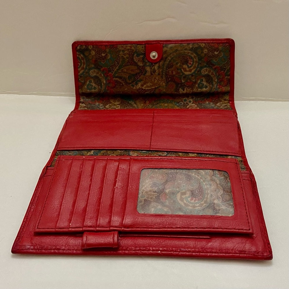Vintage Sonoma Red Leather Long Wallet with Checkbook Sleeves 7.5in x 4.5in