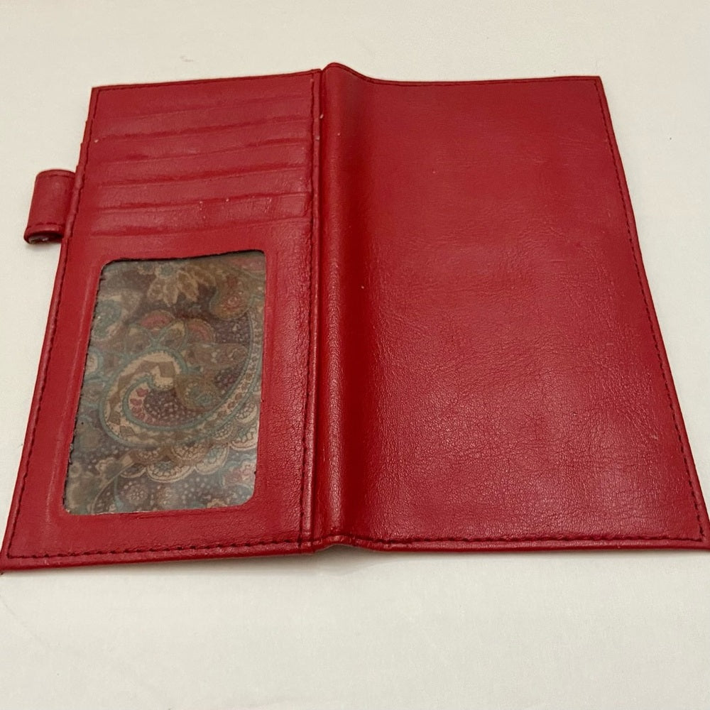 Vintage Sonoma Red Leather Long Wallet with Checkbook Sleeves 7.5in x 4.5in