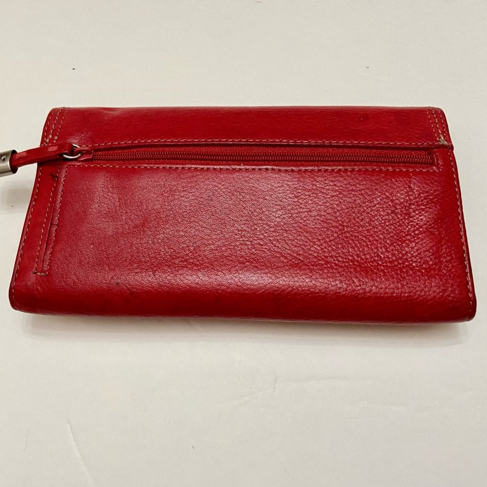 Vintage Sonoma Red Leather Long Wallet with Checkbook Sleeves 7.5in x 4.5in