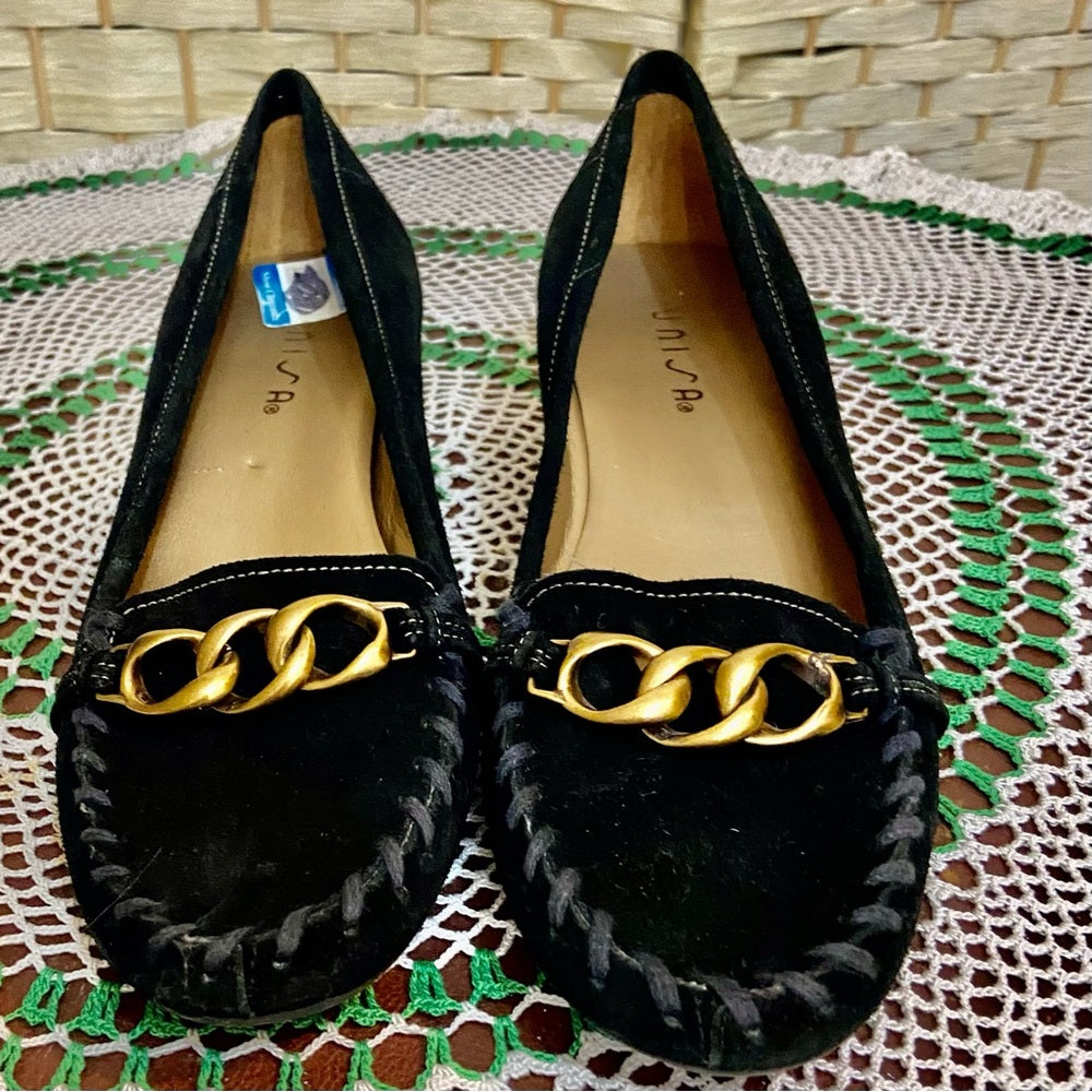 Unisa Black Suede Leather Shoes with Heels - Size 8