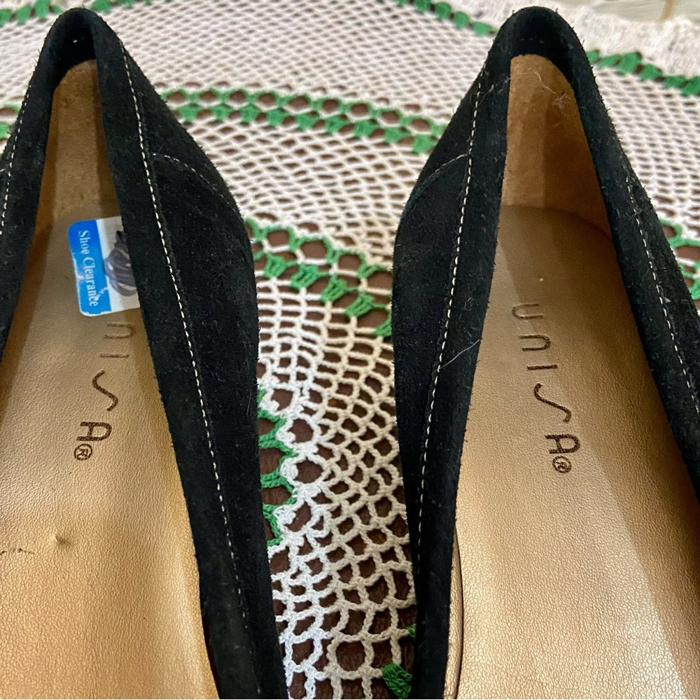 Unisa Black Suede Leather Shoes with Heels - Size 8