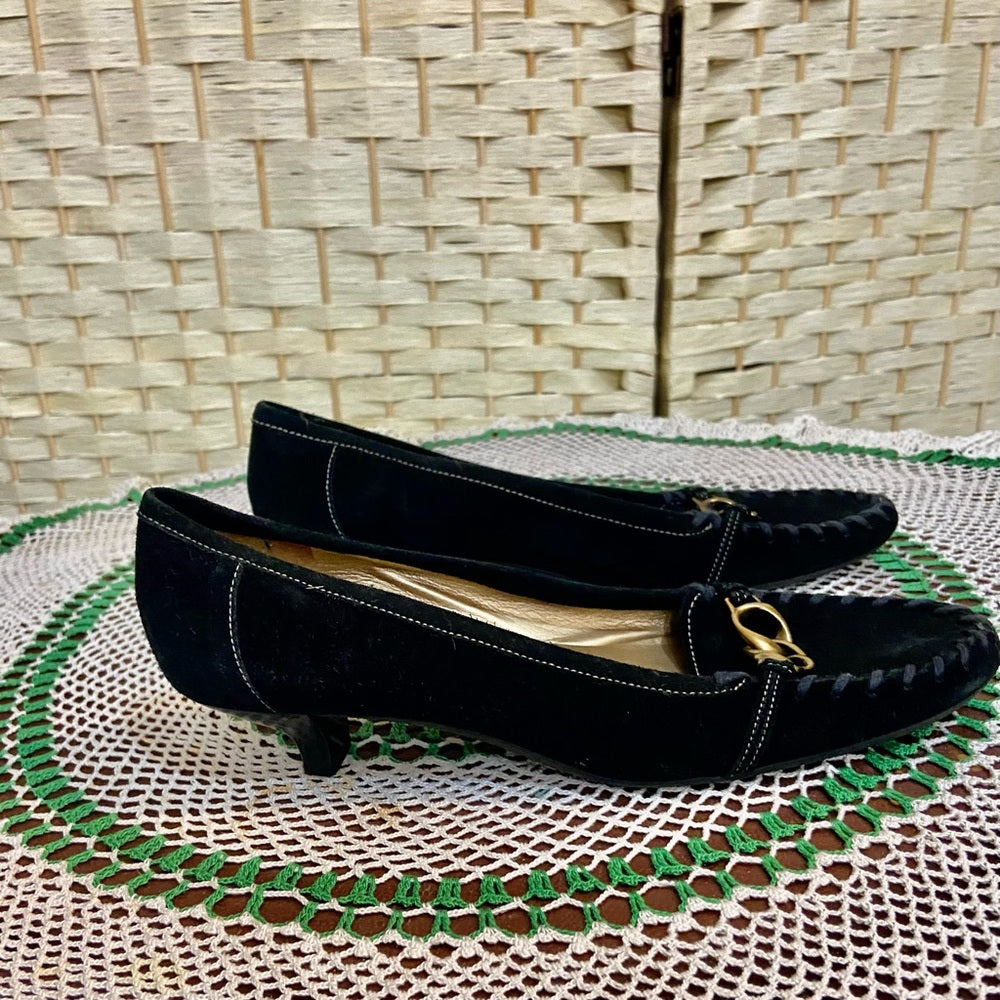Unisa Black Suede Leather Shoes with Heels - Size 8