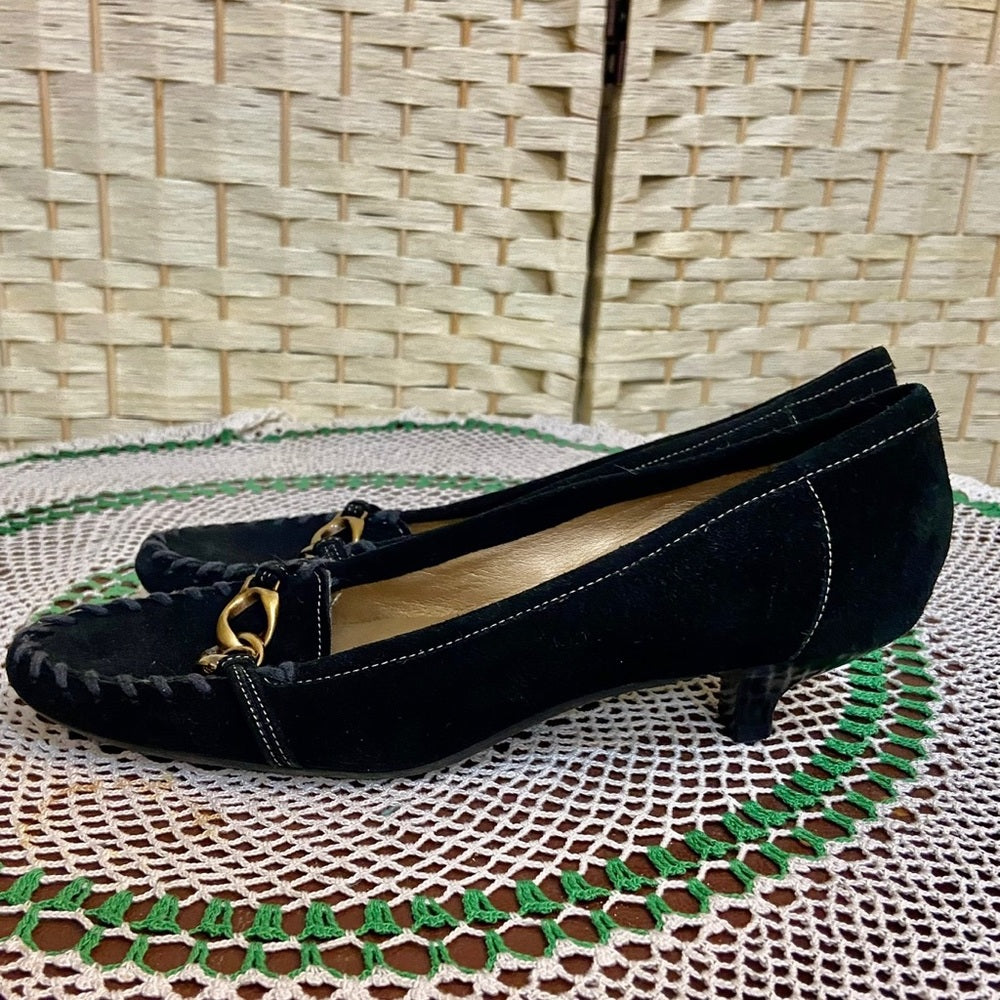 Unisa Black Suede Leather Shoes with Heels - Size 8