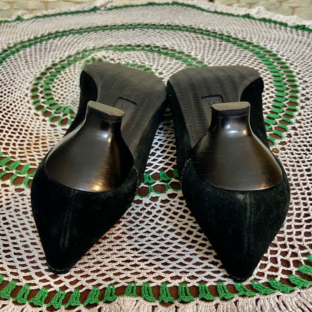 Unisa Black Suede Leather Shoes with Heels - Size 8