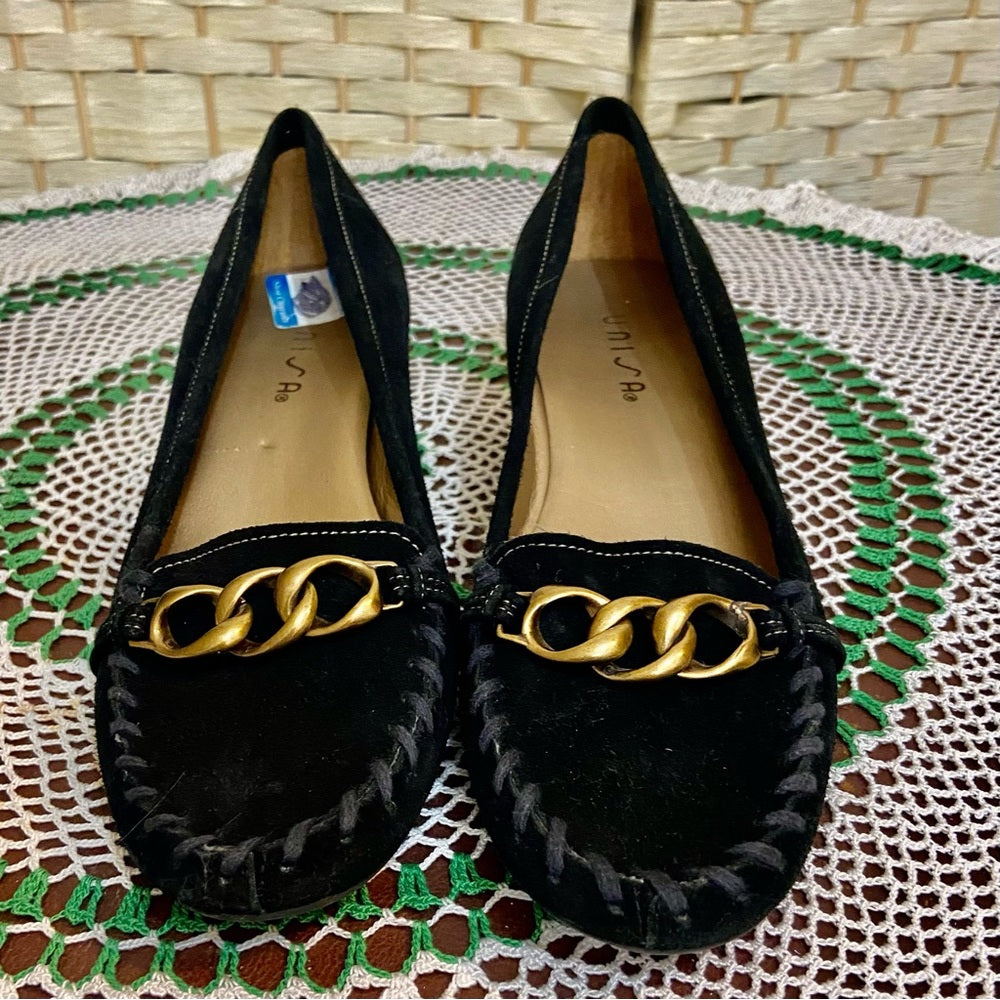 Unisa Black Suede Leather Shoes with Heels - Size 8