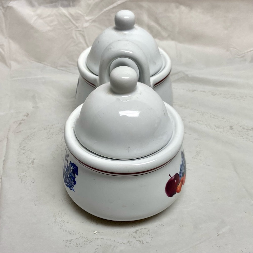 Vintage, Blue Willow White Ceramics Condiment Jar