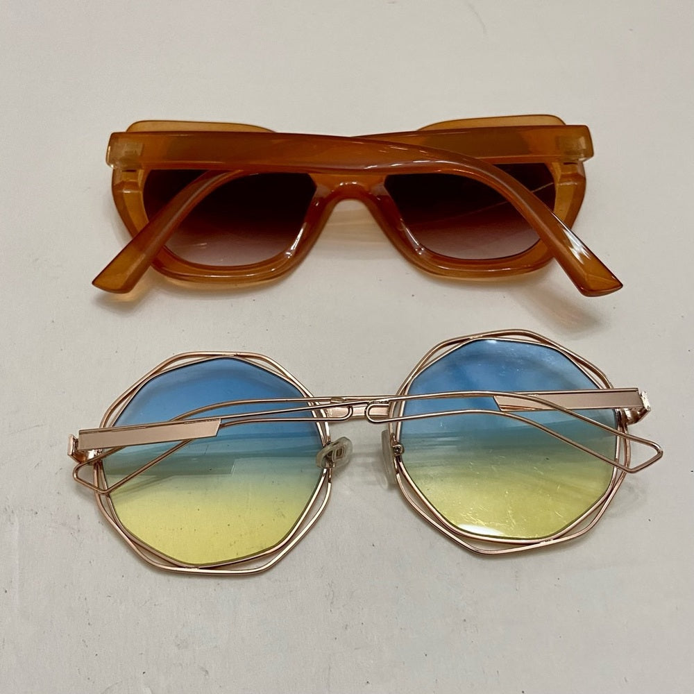 Lot of 2 Vintage Sun Glasses-Brown and Blue Lenses