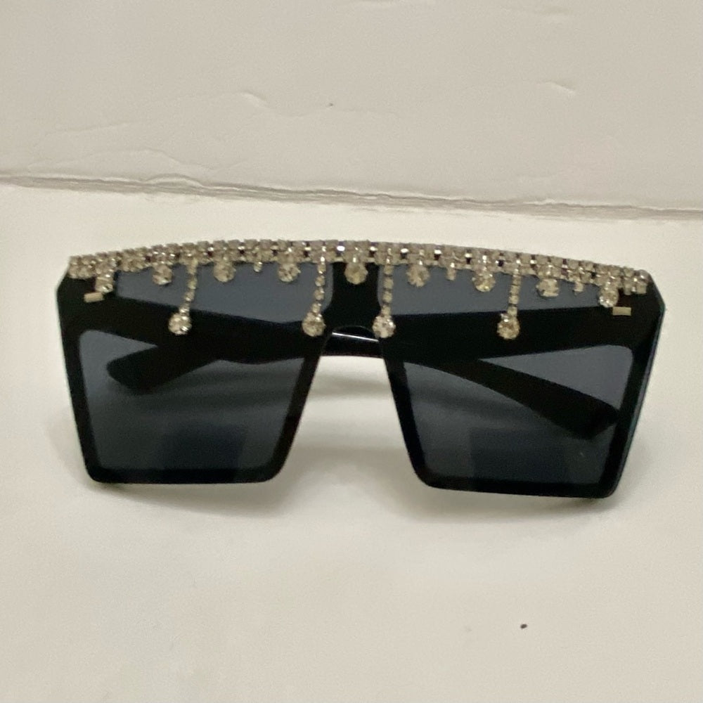 Lot of 2 Vintage Sun Glasses-Black and Smoky Gray with Rhinestones