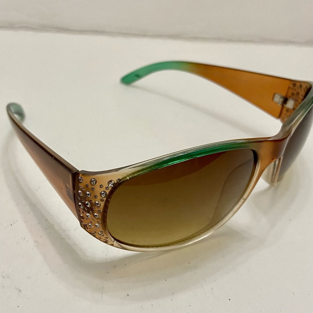 Lot of 2 Vintage Sun Glasses-Smoky Gray and Brownish- Green with Rhinestones