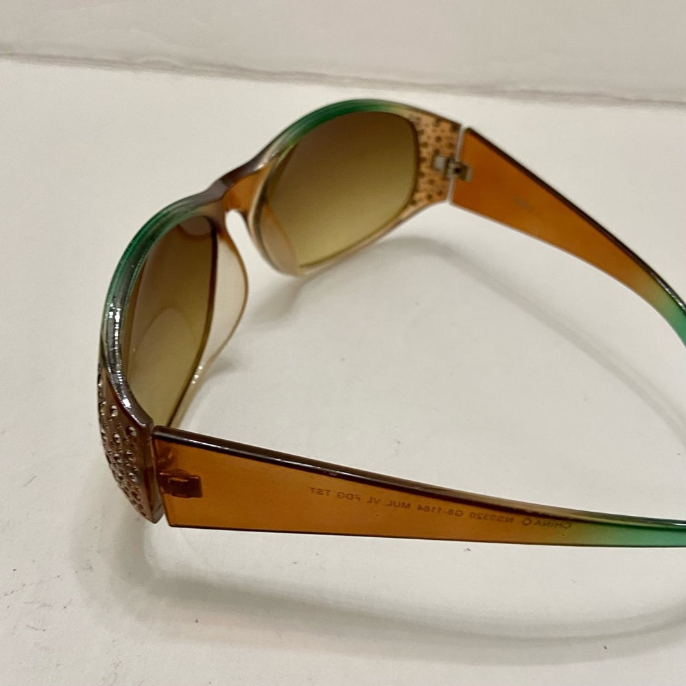 Lot of 2 Vintage Sun Glasses-Smoky Gray and Brownish- Green with Rhinestones