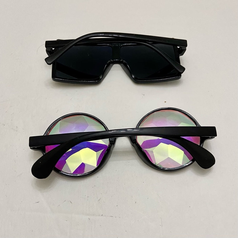 Lot of 2 Vintage Sun Glasses-Iridescent and Black Squarish Sunglasses