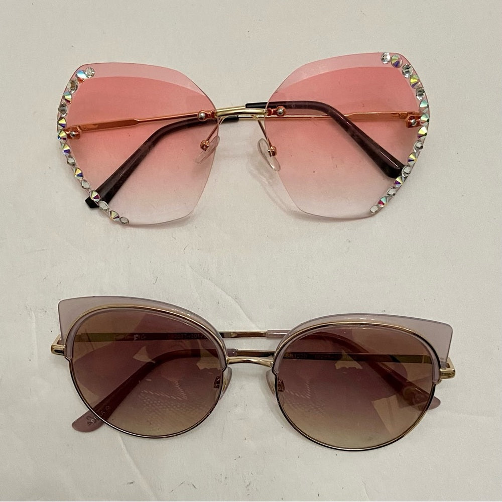 Lot of 2 Vintage Sun Glasses-Purplish and Pinkish with Rhinestones