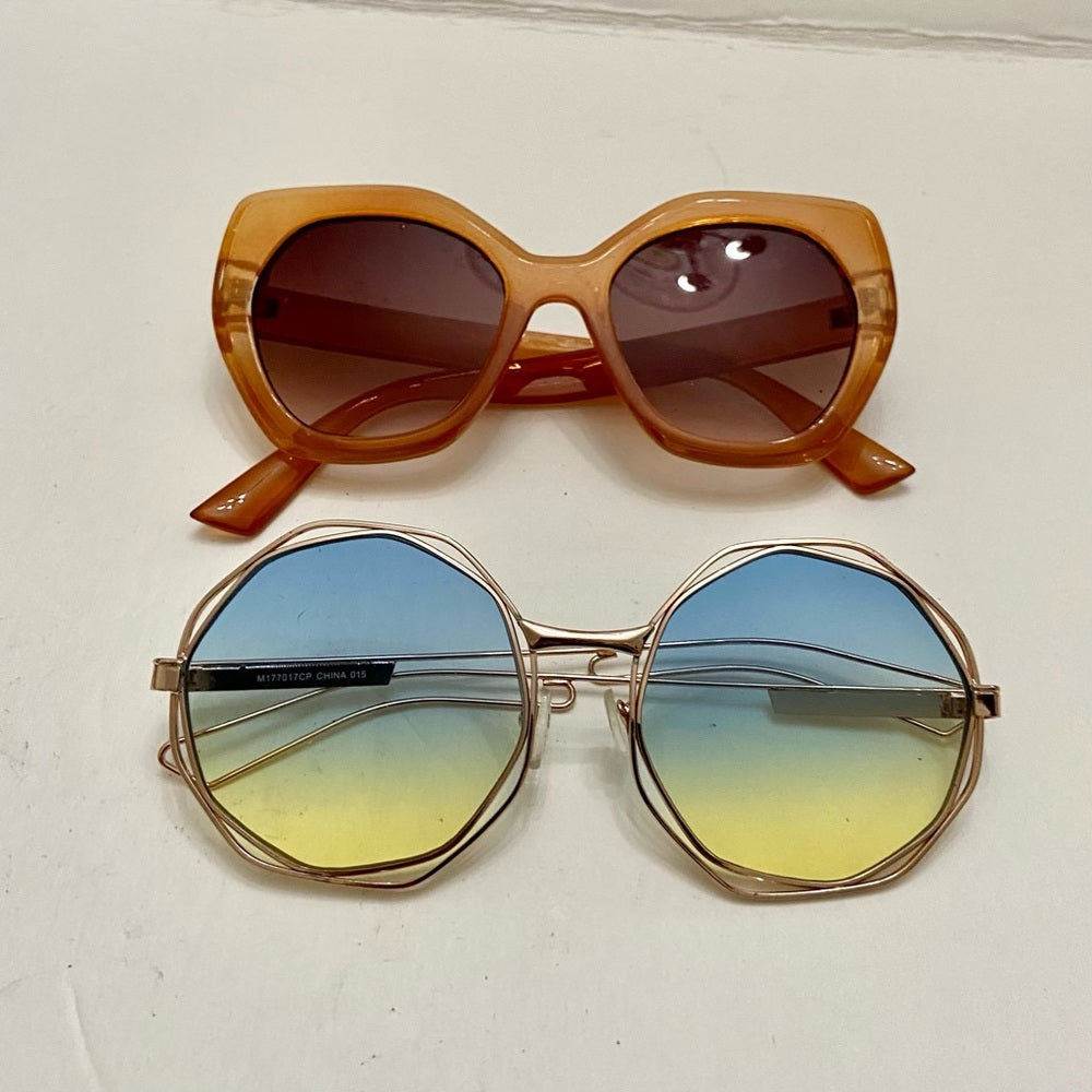 Lot of 2 Vintage Sun Glasses-Iridescent and Black Squarish Sunglasses