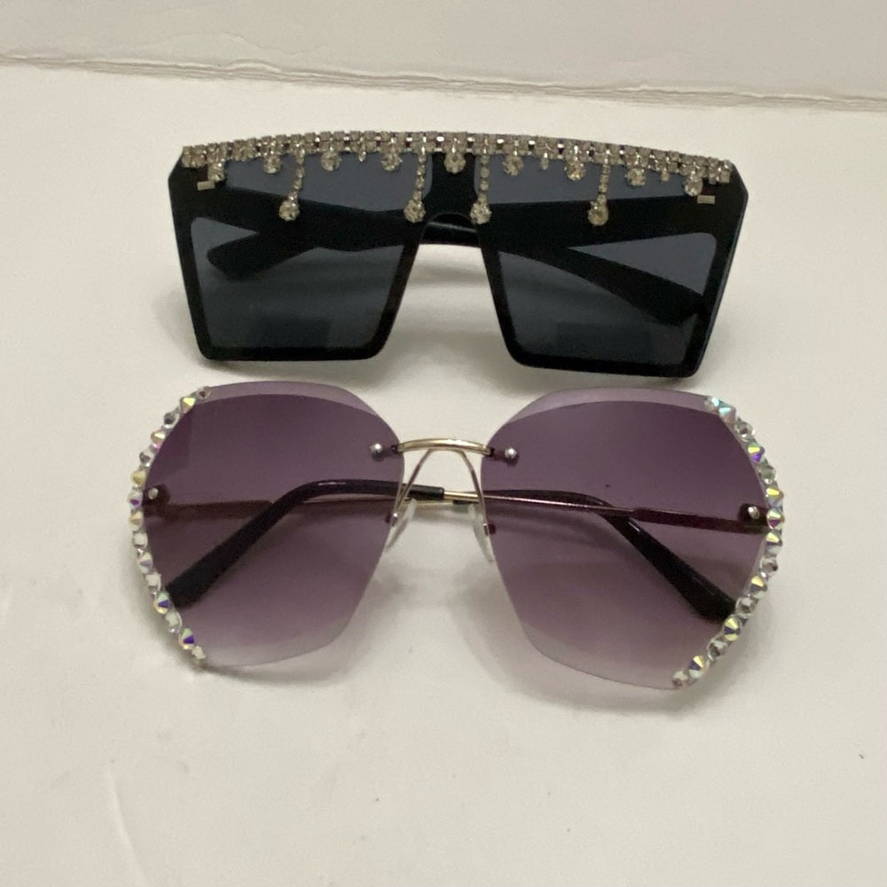 Lot of 2 Vintage Sun Glasses-Iridescent and Black Squarish Sunglasses