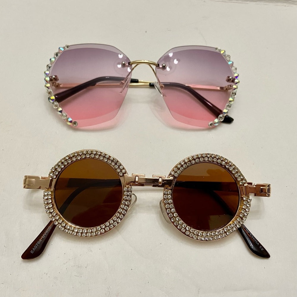Lot of 2 Vintage Sun Glasses-Iridescent and Black Squarish Sunglasses