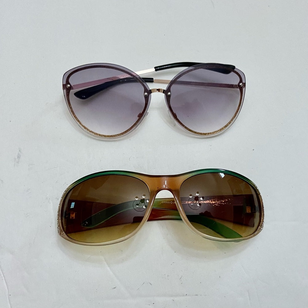 Lot of 2 Vintage Sun Glasses-Black and Smoky Gray with Rhinestones