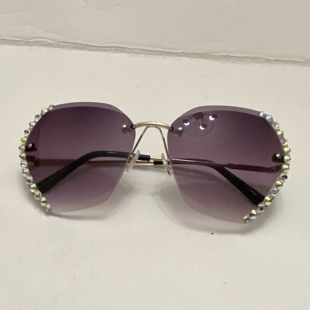 Lot of 2 Vintage Sun Glasses-Black and Smoky Gray with Rhinestones