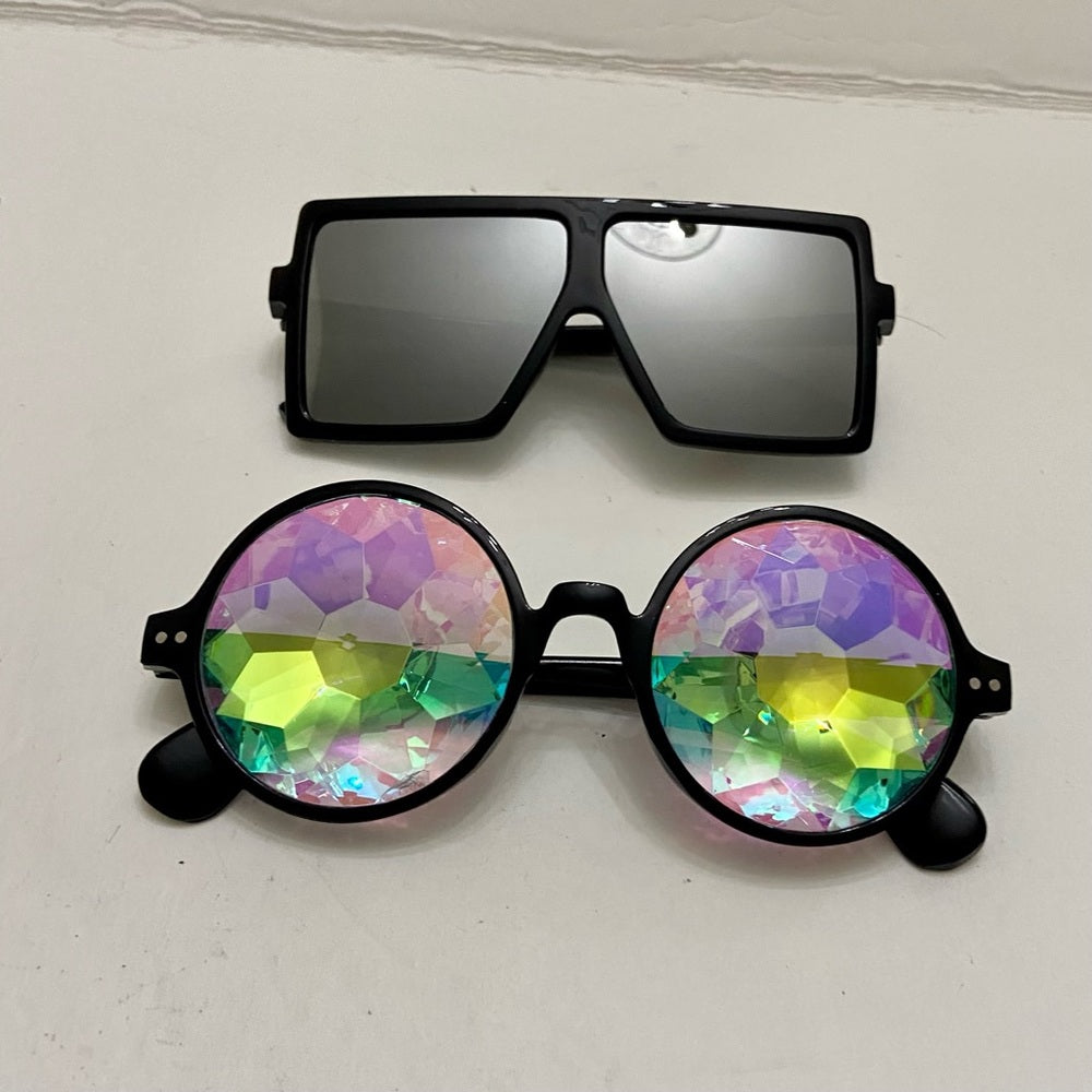 Lot of 2 Vintage Sun Glasses-Black and Smoky Gray with Rhinestones