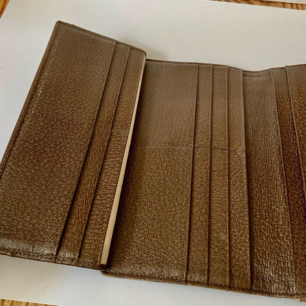 Bulgari Dark Brown Mono Canvas Trifold Long Wallet