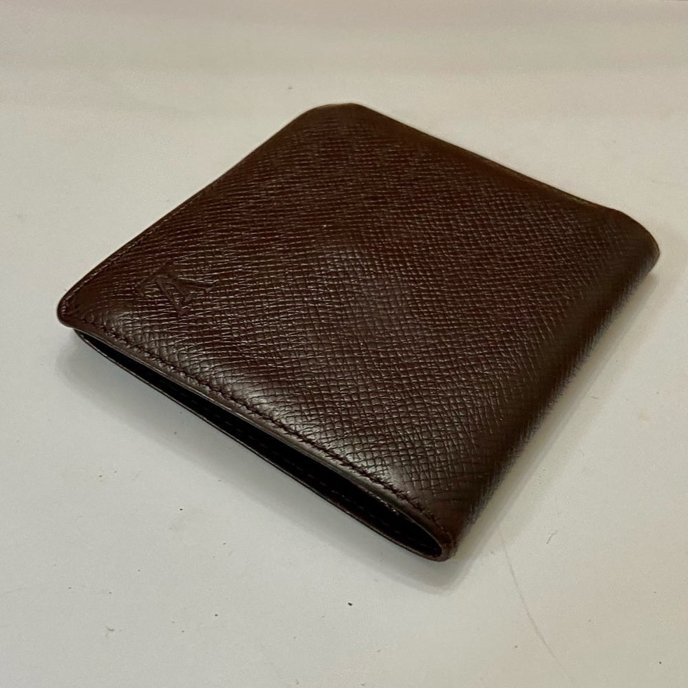 Louis Vuitton Brown Taiga Leather Mens Wallet 4in x 4in