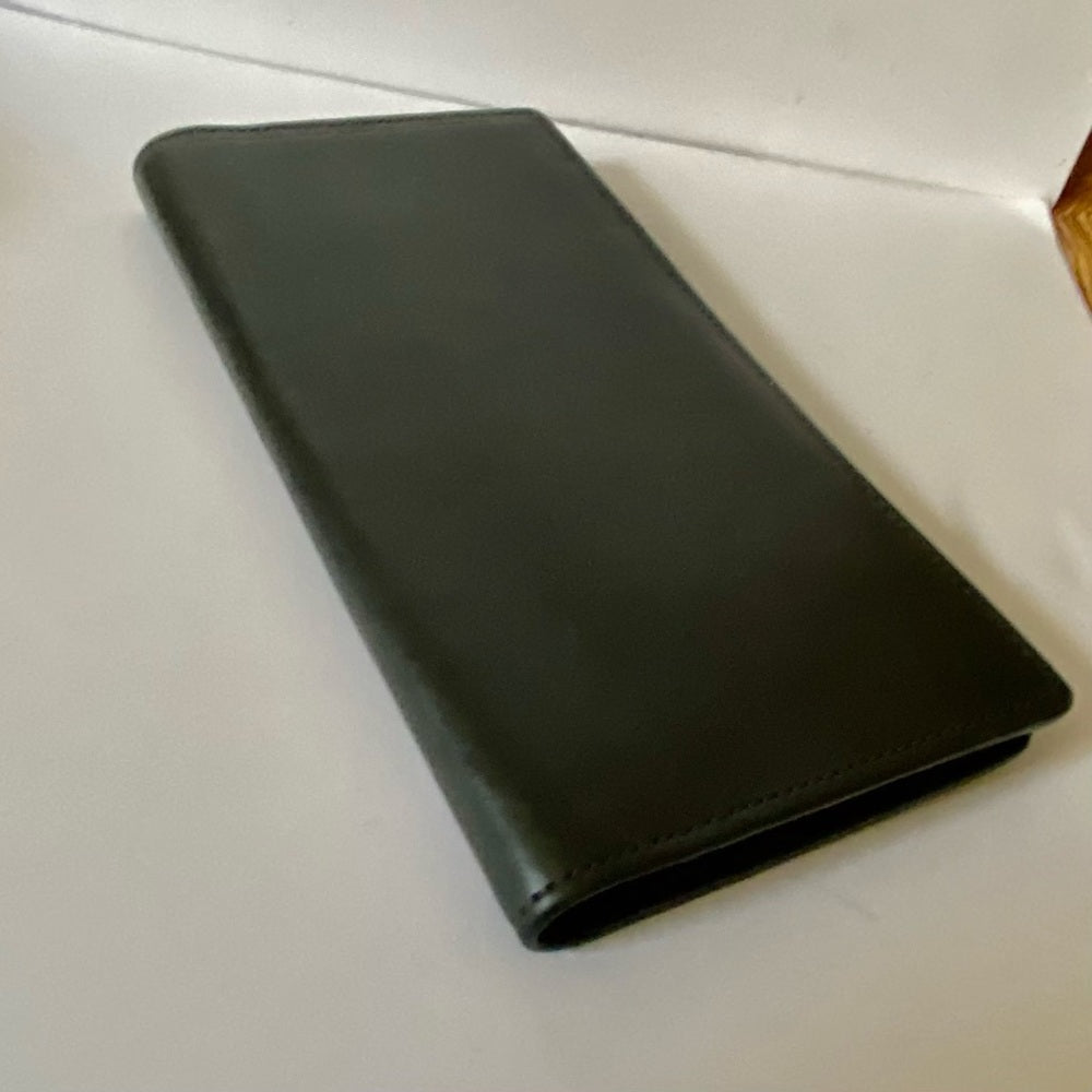 Louis Vuitton, Black Leather Long Wallet 7.5 x 4in
