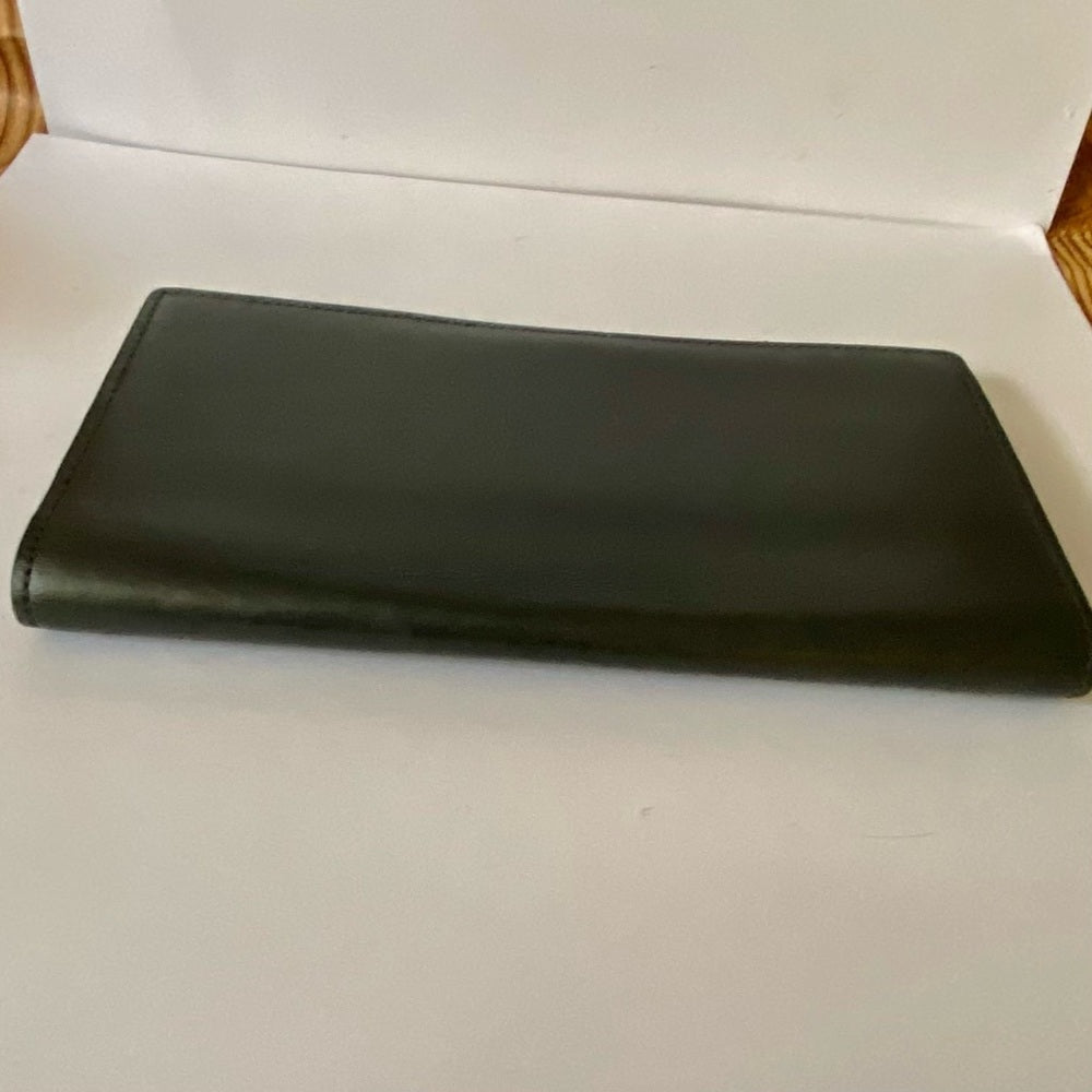 Louis Vuitton, Black Leather Long Wallet 7.5 x 4in