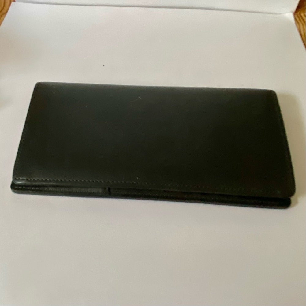 Louis Vuitton, Black Leather Long Wallet 7.5 x 4in