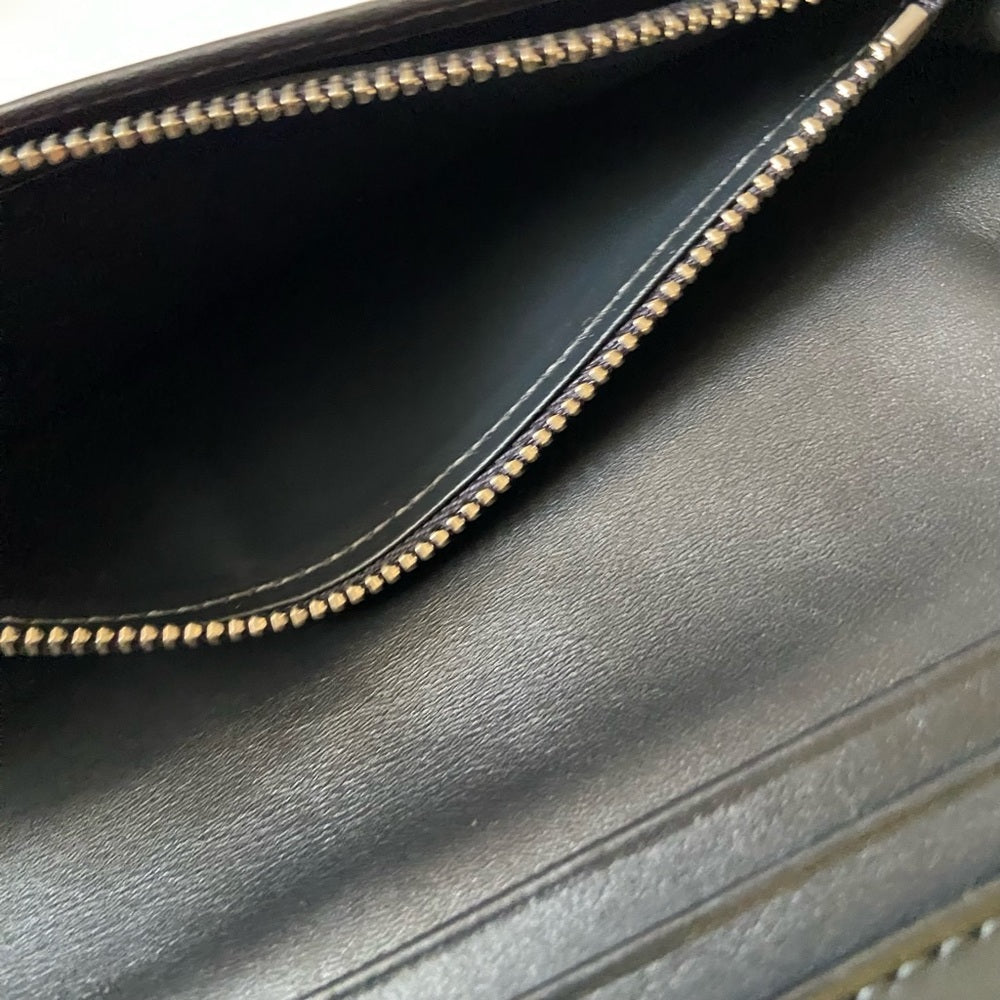 Louis Vuitton, Black Leather Long Wallet 7.5 x 4in