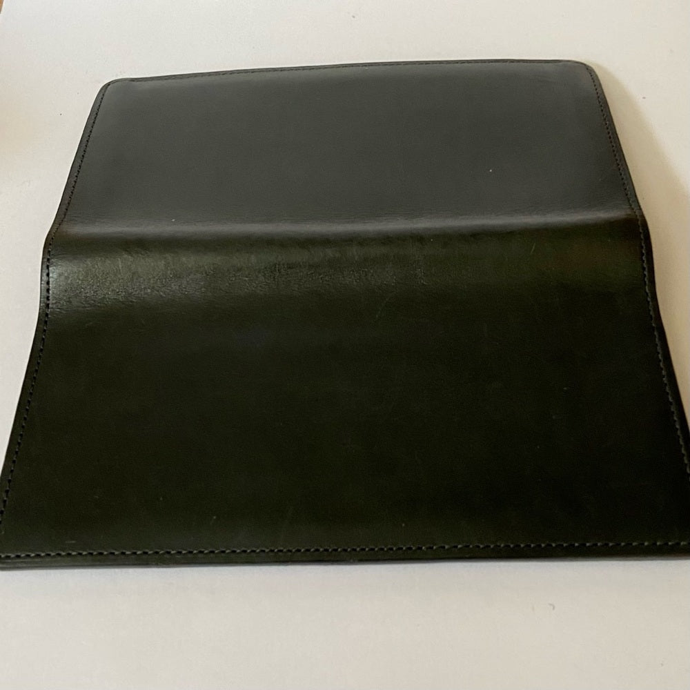Louis Vuitton, Black Leather Long Wallet 7.5 x 4in