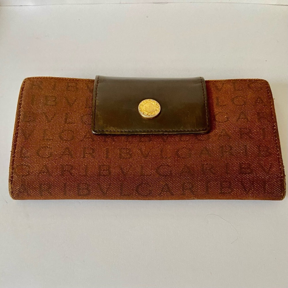 Bulgari Tan Mono Coated Canvas with Brown leather Trim