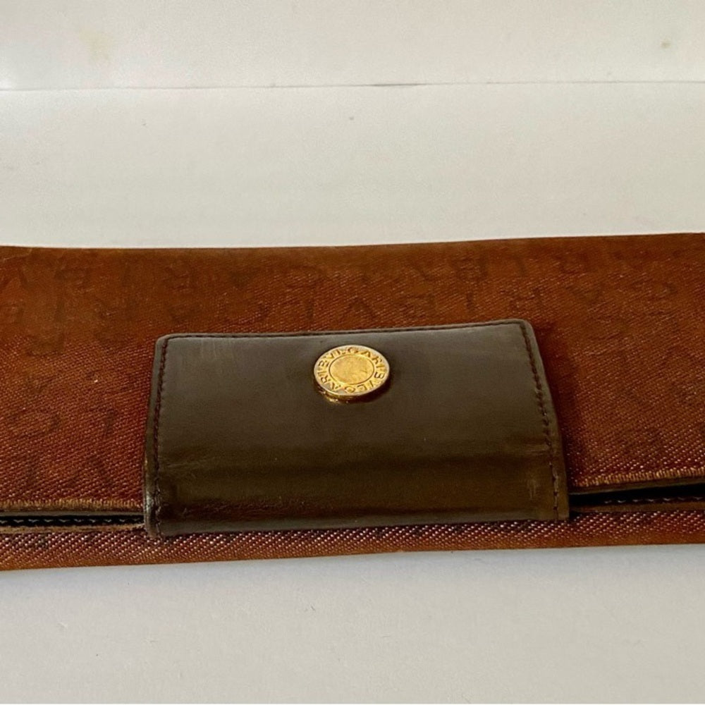 Bulgari Tan Mono Coated Canvas with Brown leather Trim