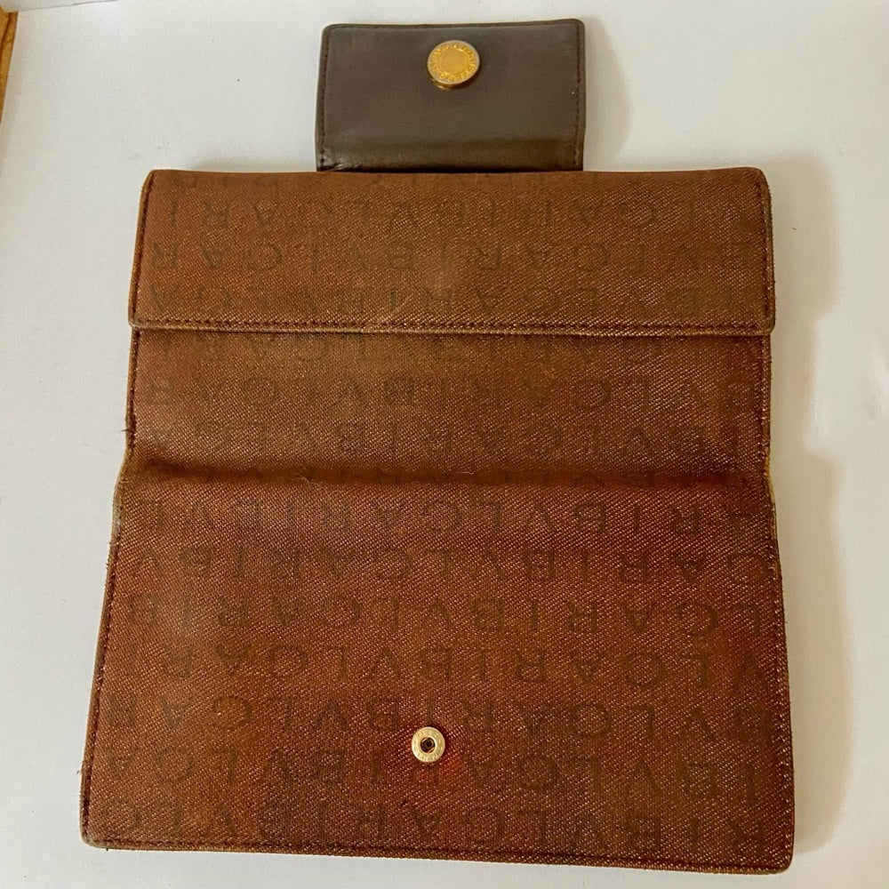 Bulgari Tan Mono Coated Canvas with Brown leather Trim