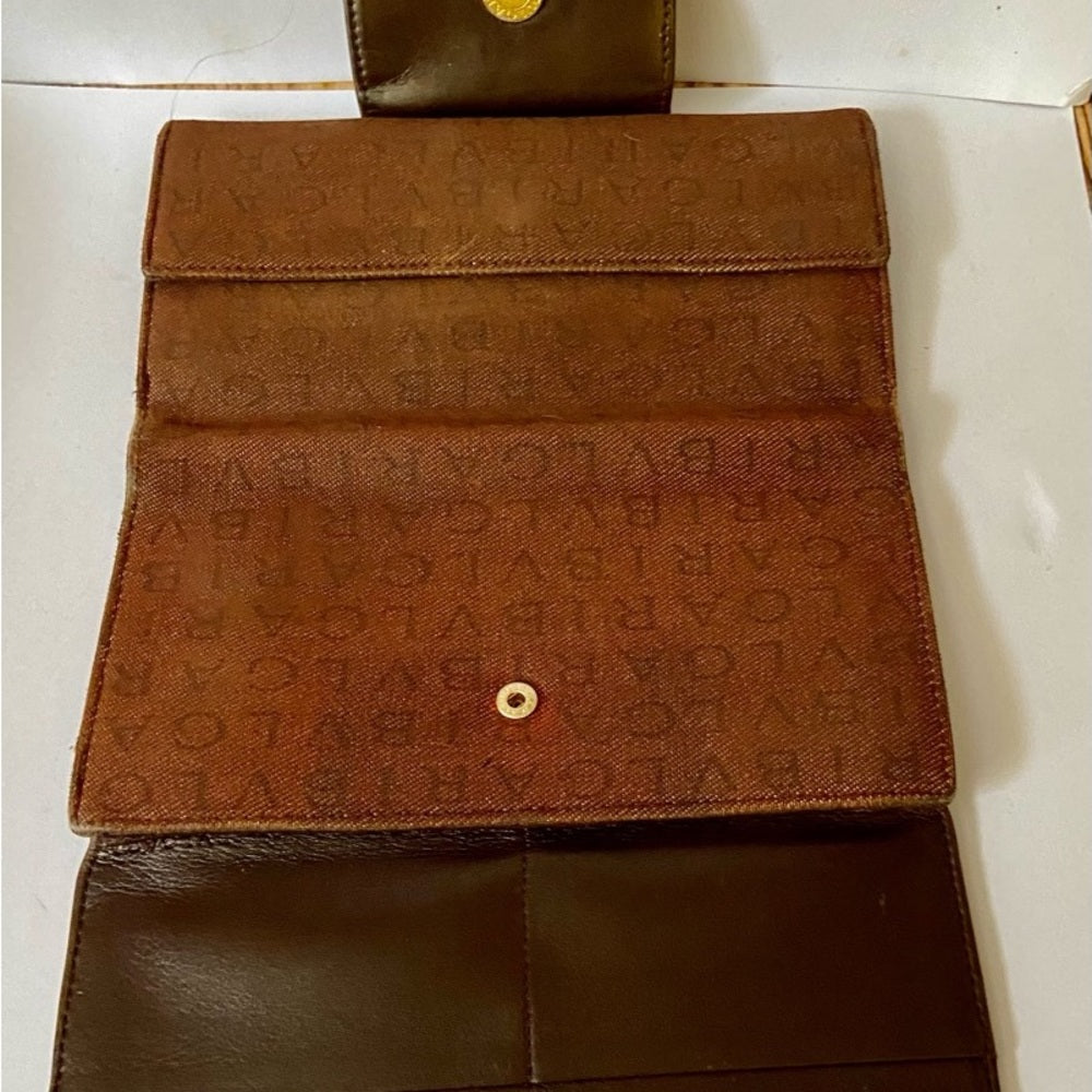 Bulgari Tan Mono Coated Canvas with Brown leather Trim