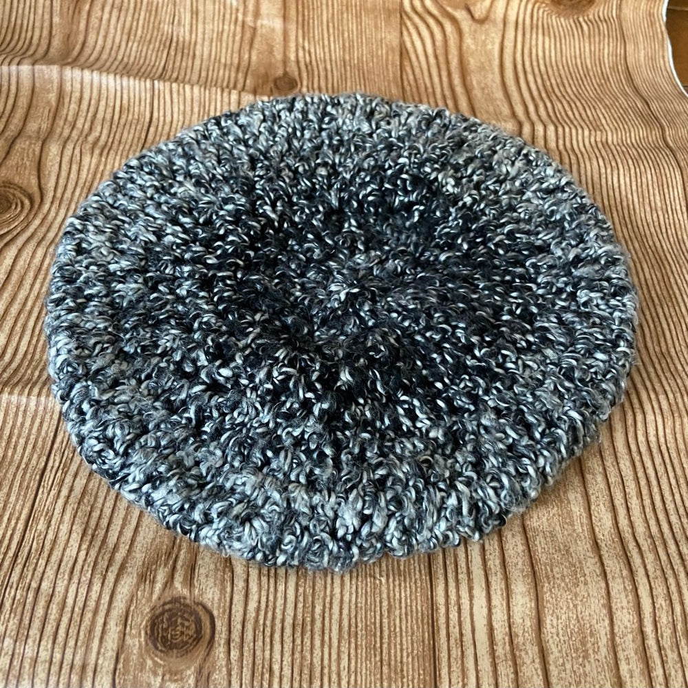 Elegant Grayish Black Beret- Cloche Beanie Hat with Rhinestones Accent