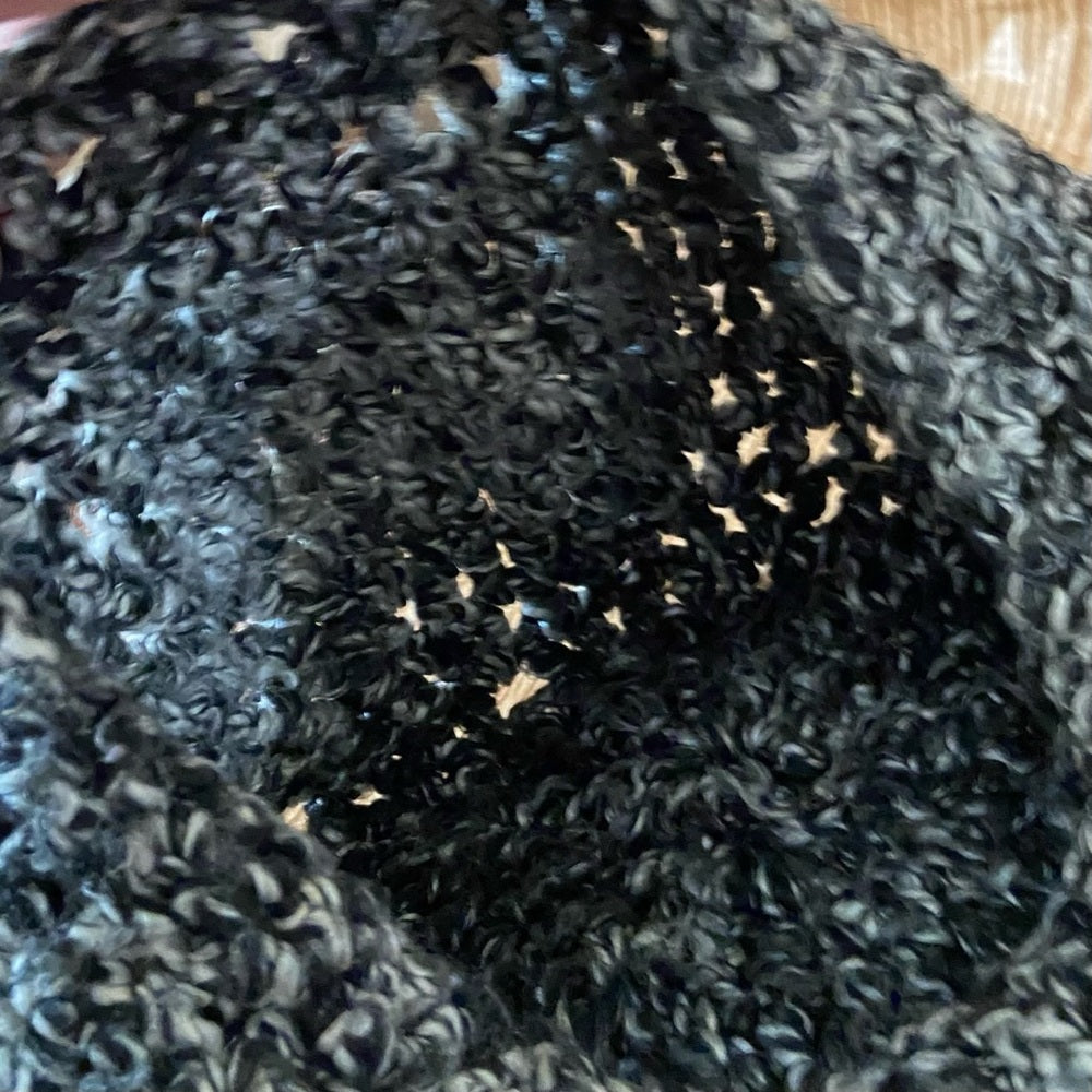Elegant Grayish Black Beret- Cloche Beanie Hat with Rhinestones Accent