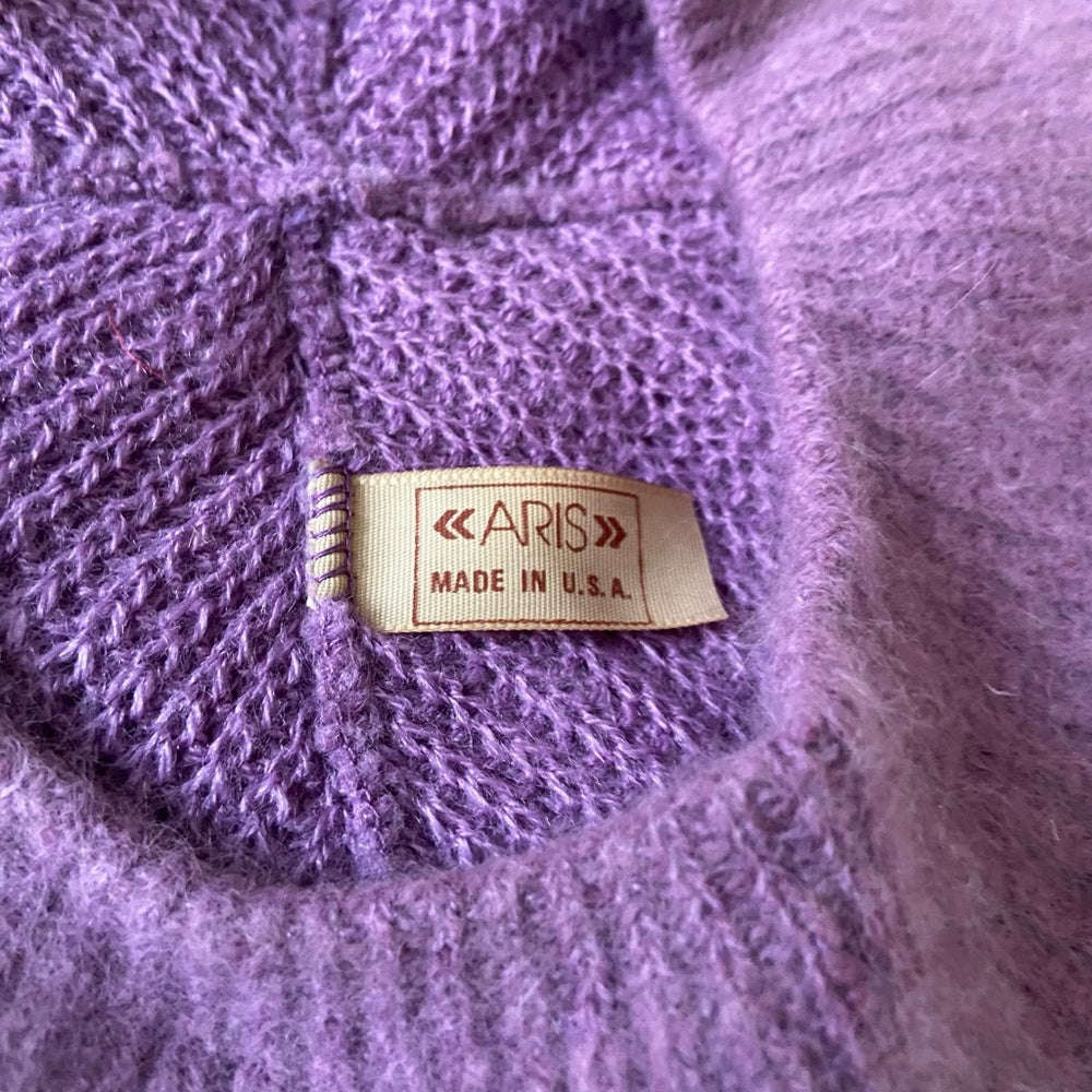Elegant. Aris -USA , Purple Angora Cloche Beanie Hat with Rhinestones